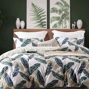 Duvet Cover Queen Set Luxury Microfiber Tropical 90x 90” Cover  2-Pillow Shams